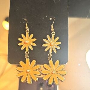 Floral Orange Dangle Earrings